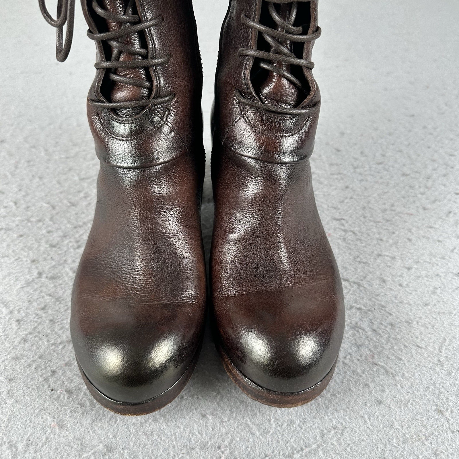 Untamed Street Madison Commando Boots Italy 38 Lace Up Brown Leather Heeled
