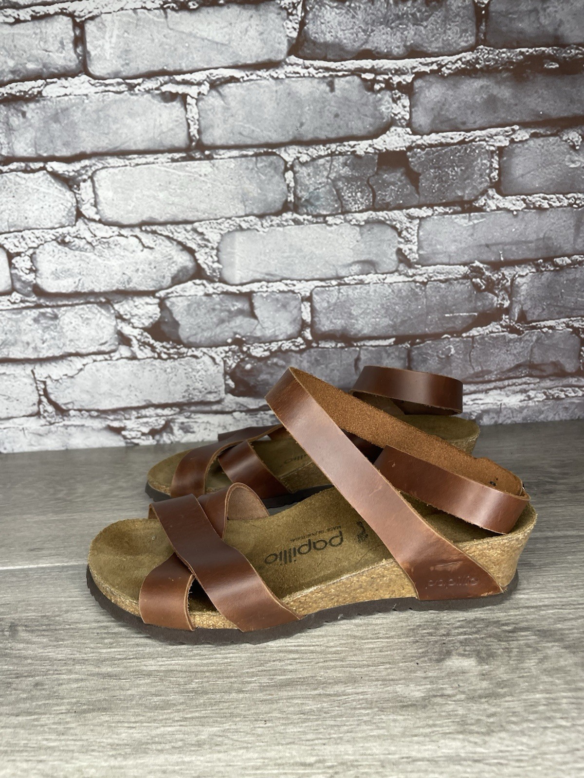 Papillio BIRKENSTOCK Lola Brown Leather Ankle Strap Sandals Women Sz 36EU/6M US