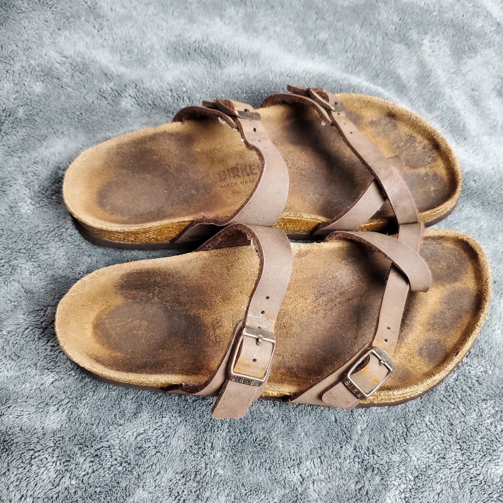 Birkenstock Mayari Sandals Womens 7 EU 38 Brown Slip On Preppy Vacation Sandal