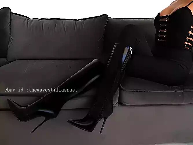 Sexy Women Knee High Boots Pointed Toe Thin High Heels Side Zip Shoes Size 4-15
