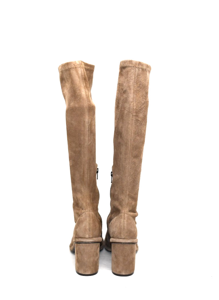 New! C by La Canadienne Beige Stretch Suede Boots Made in Italy 11 DD539