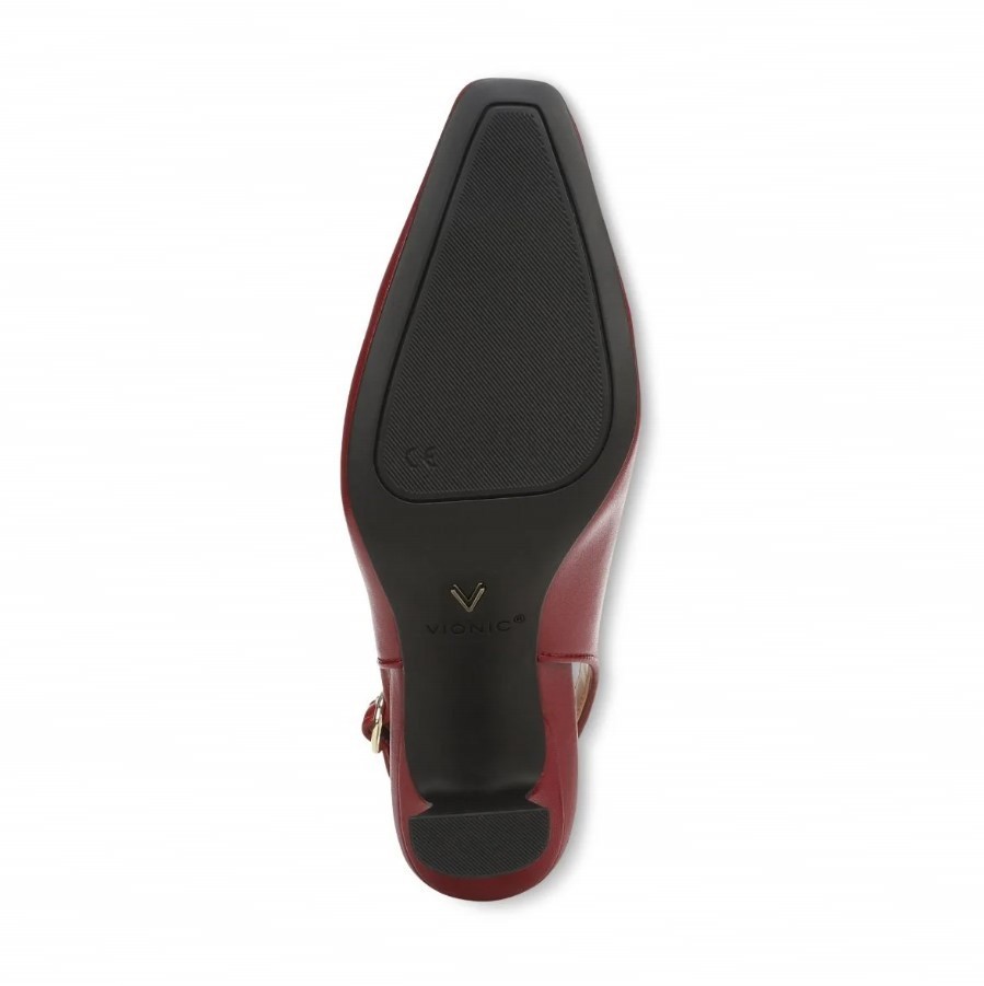 VIONIC Women Perris Slingback Heel, Cabernet Red Leather (NEW)