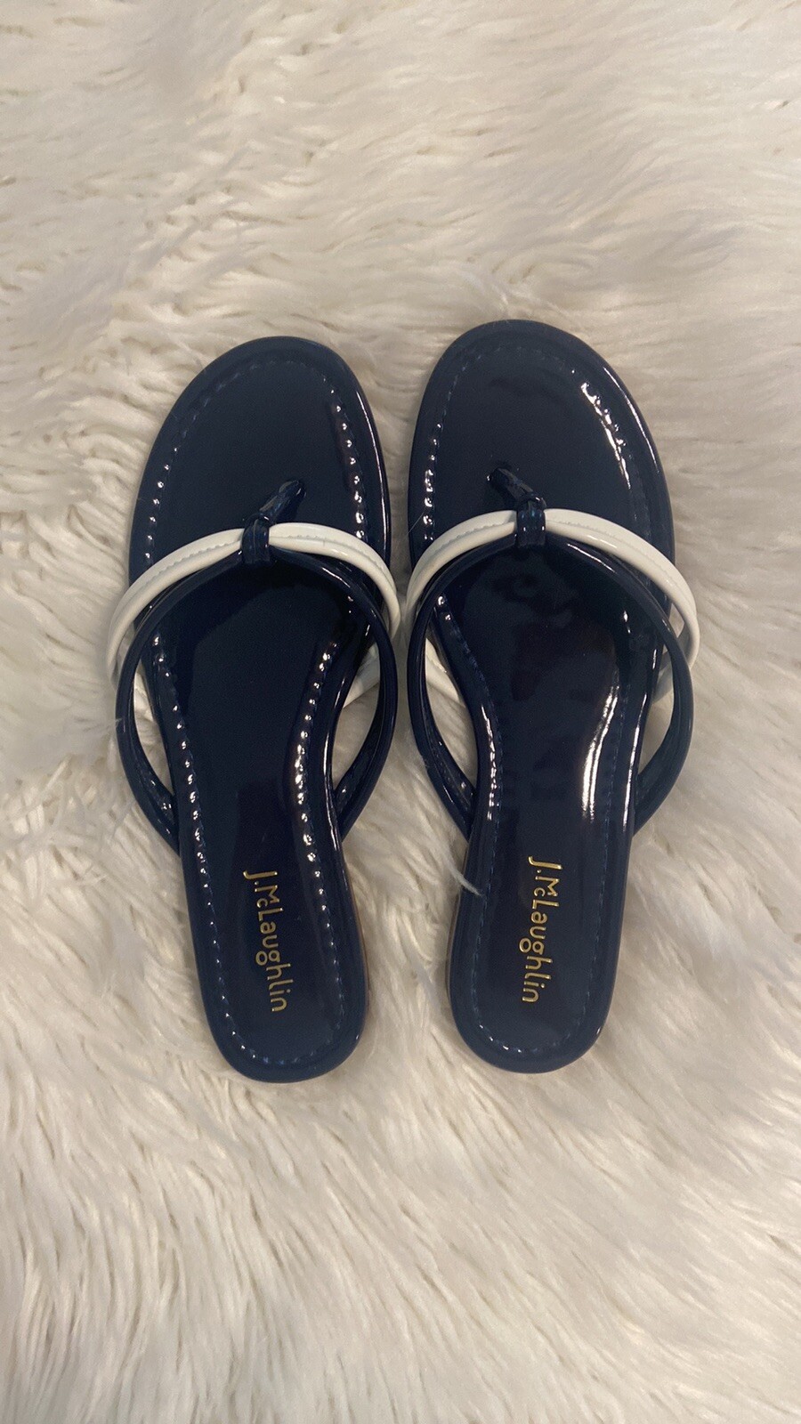 J. McLaughlin Blue and White SandalsClassic Thong Style size not available