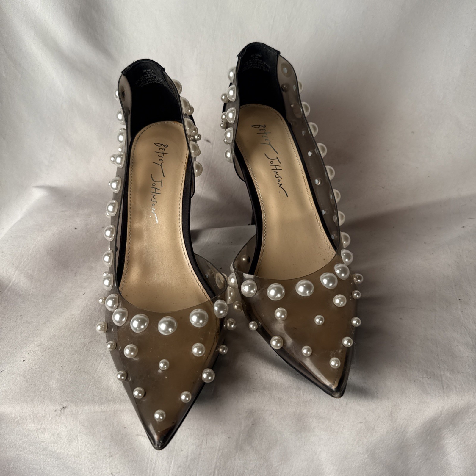 Betsey Johnson Pearl Studded Heels, Size 8.5 Sb Halo