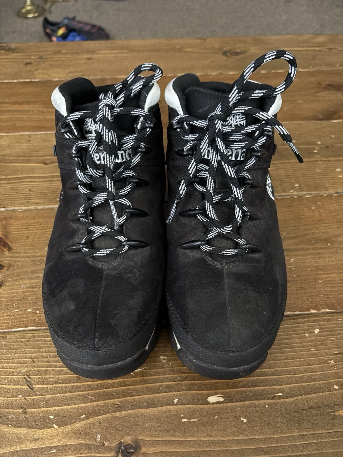 Timberland Euro Sprint Mid Hiker Boots For Women Black White Size 7.5