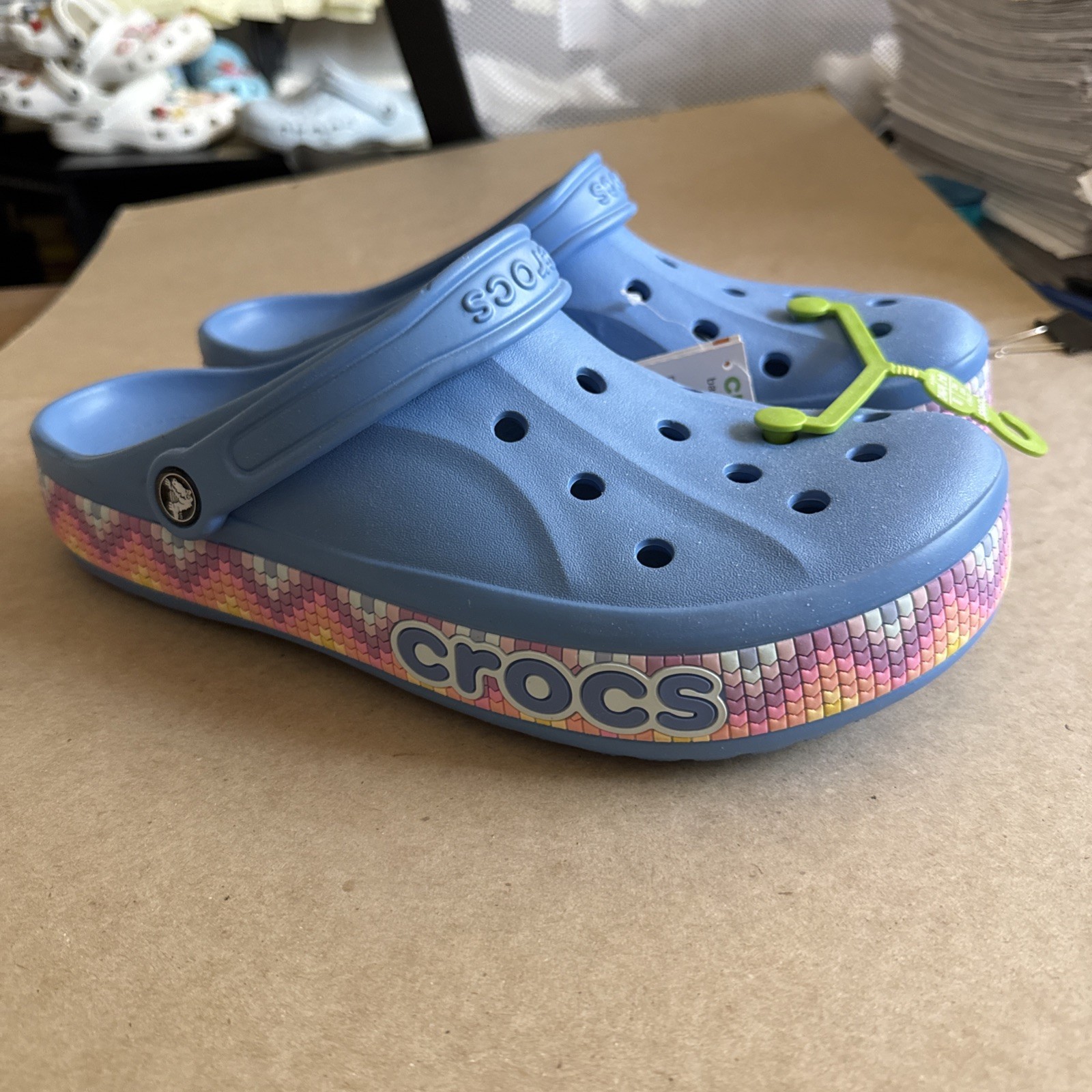 CROCS Baya Band Blue Multicolored Midsole M12 W14 – New