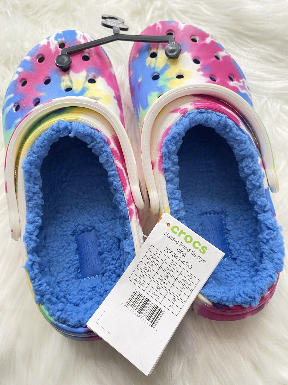 Crocs Unisex Classic Tie Dye Lined Comfort Clogs Mens 4 Womens 6