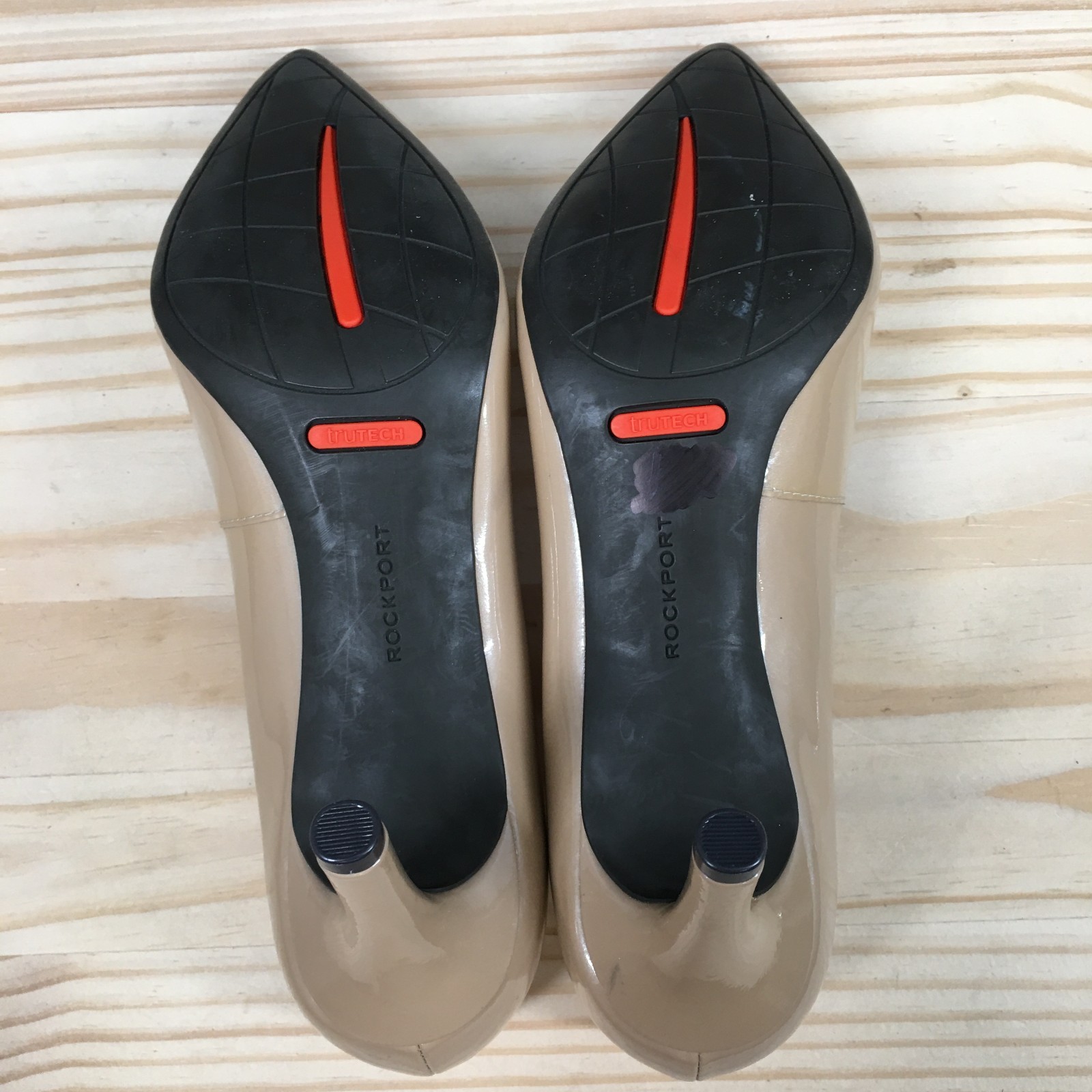 Rockport TruTech Heels Womens 9 M Pointed Toe Pump A11793 Patent Leather Nude