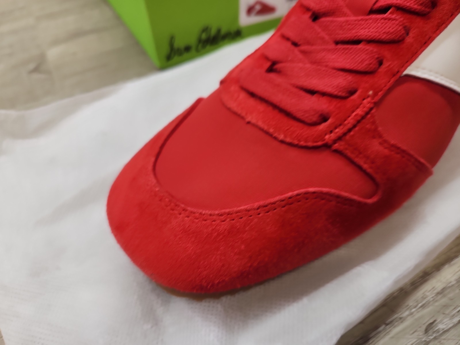Sam Edelman Zaria Womens Fashion Sneakers Red/White SUEDE (US 7.5 )