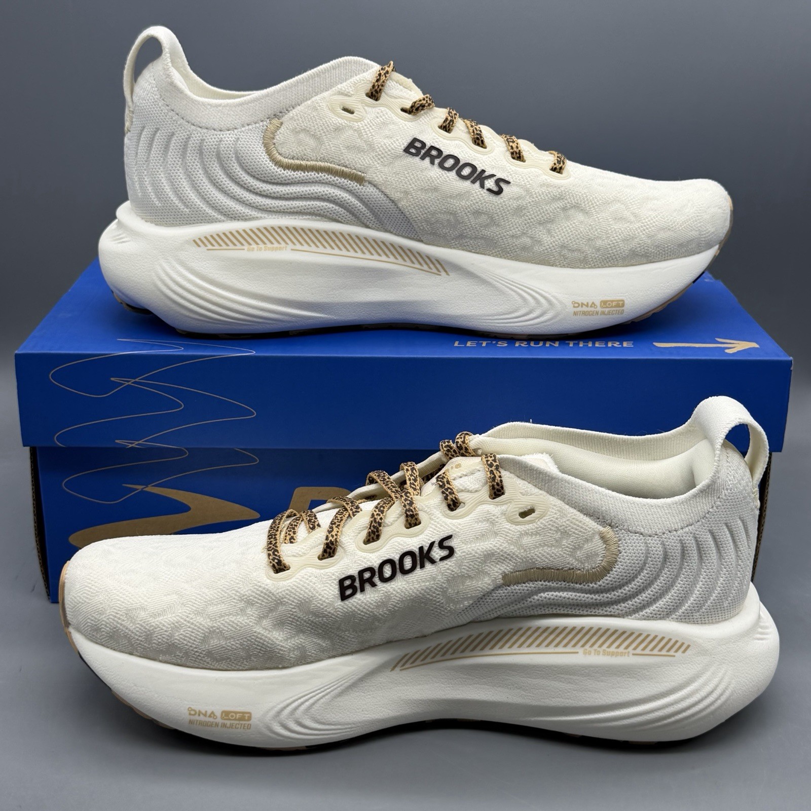 Brooks Adrenaline GTS 25 Women’s 6.5 Running Walking Shoes Coconut Crème Leopard