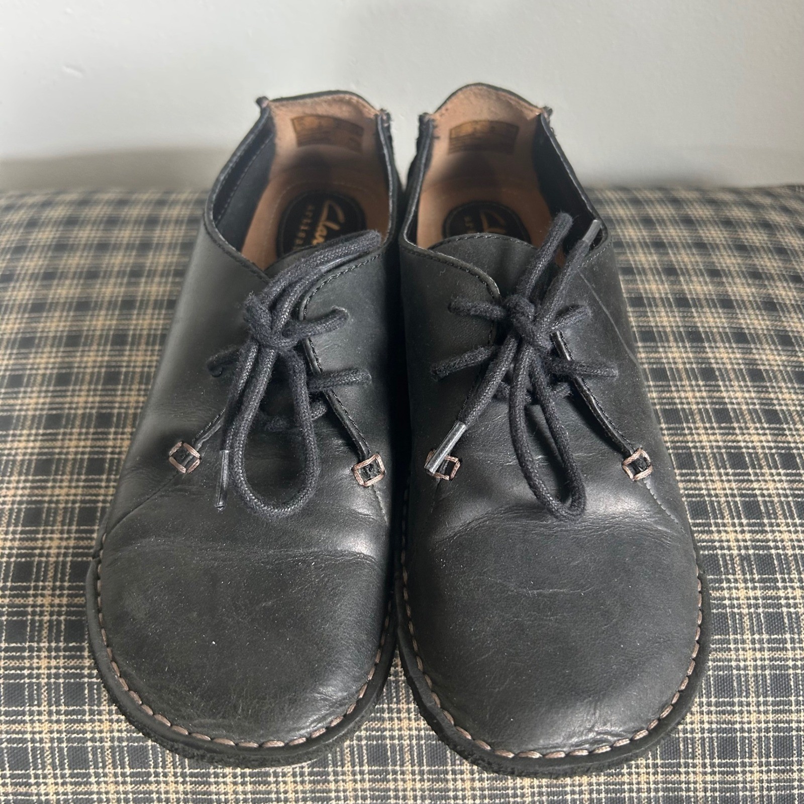 Clarks Artisan Janey Mae Leather Lace Up Oxford Shoes Size 6 Black