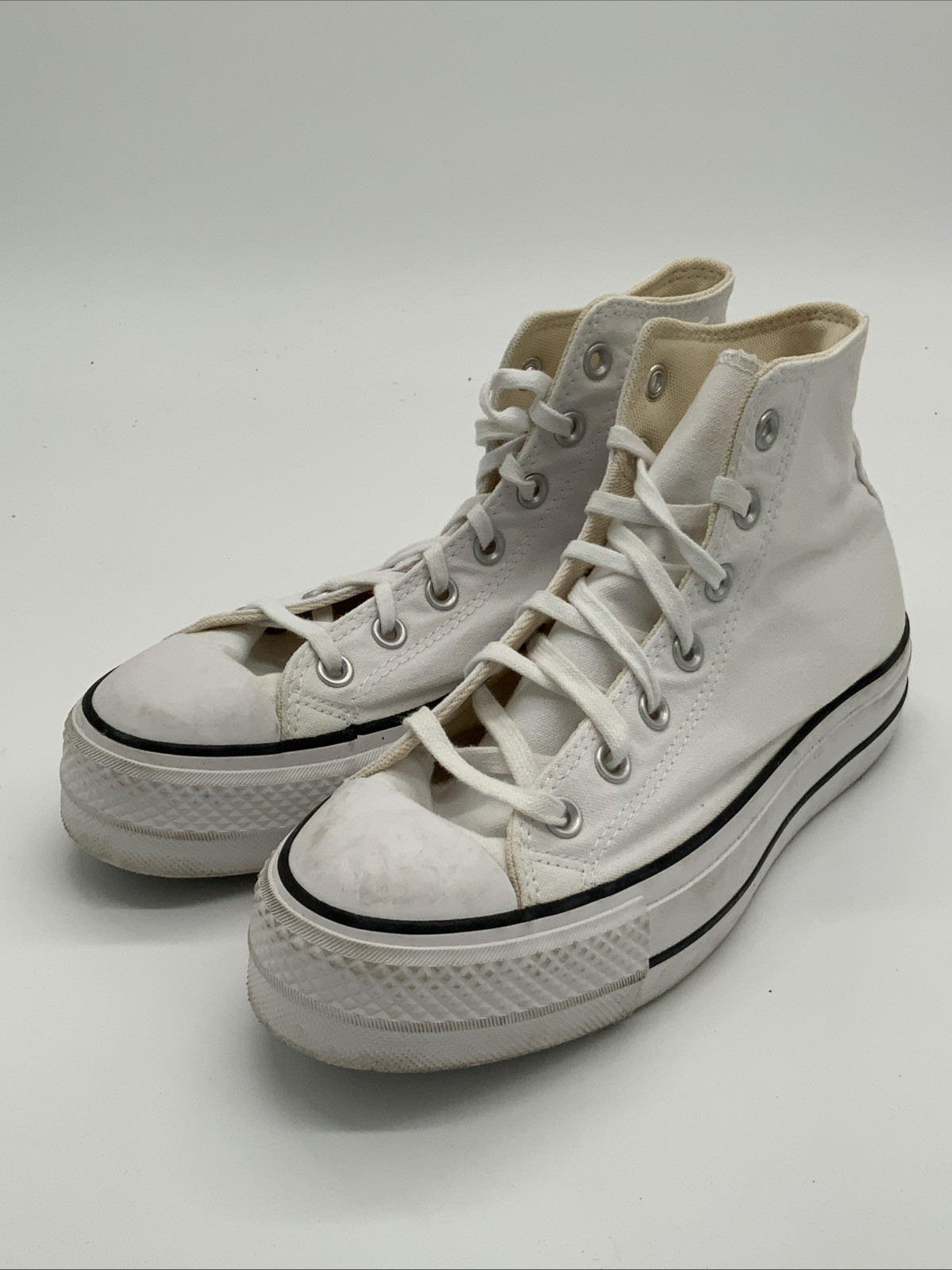 Converse CTAS Lift Hi Platform Canvas Women Size 7.5 White Black Used 560846C