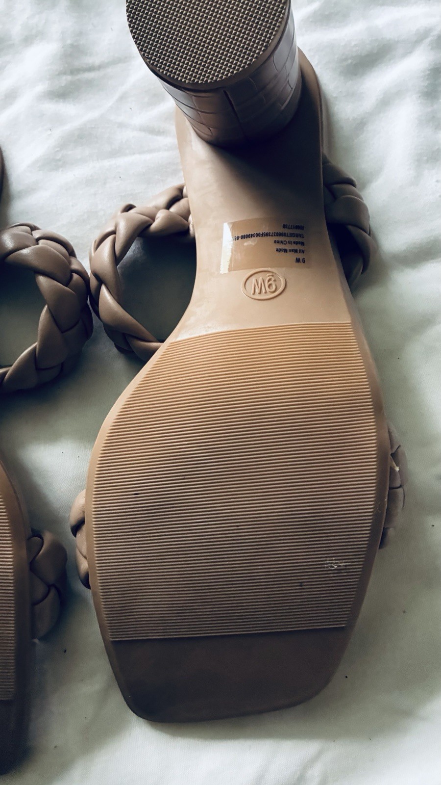 A New Day Women’s Beige Braided Strap Square Toe Slip-On Mule Sandals 9W