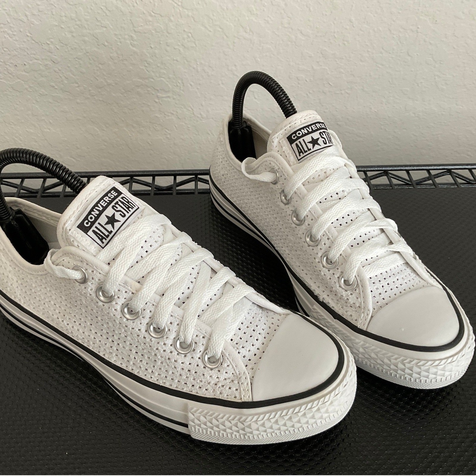 Converse All Star White Perforated Canvas Low Top Sneakers Womens 7