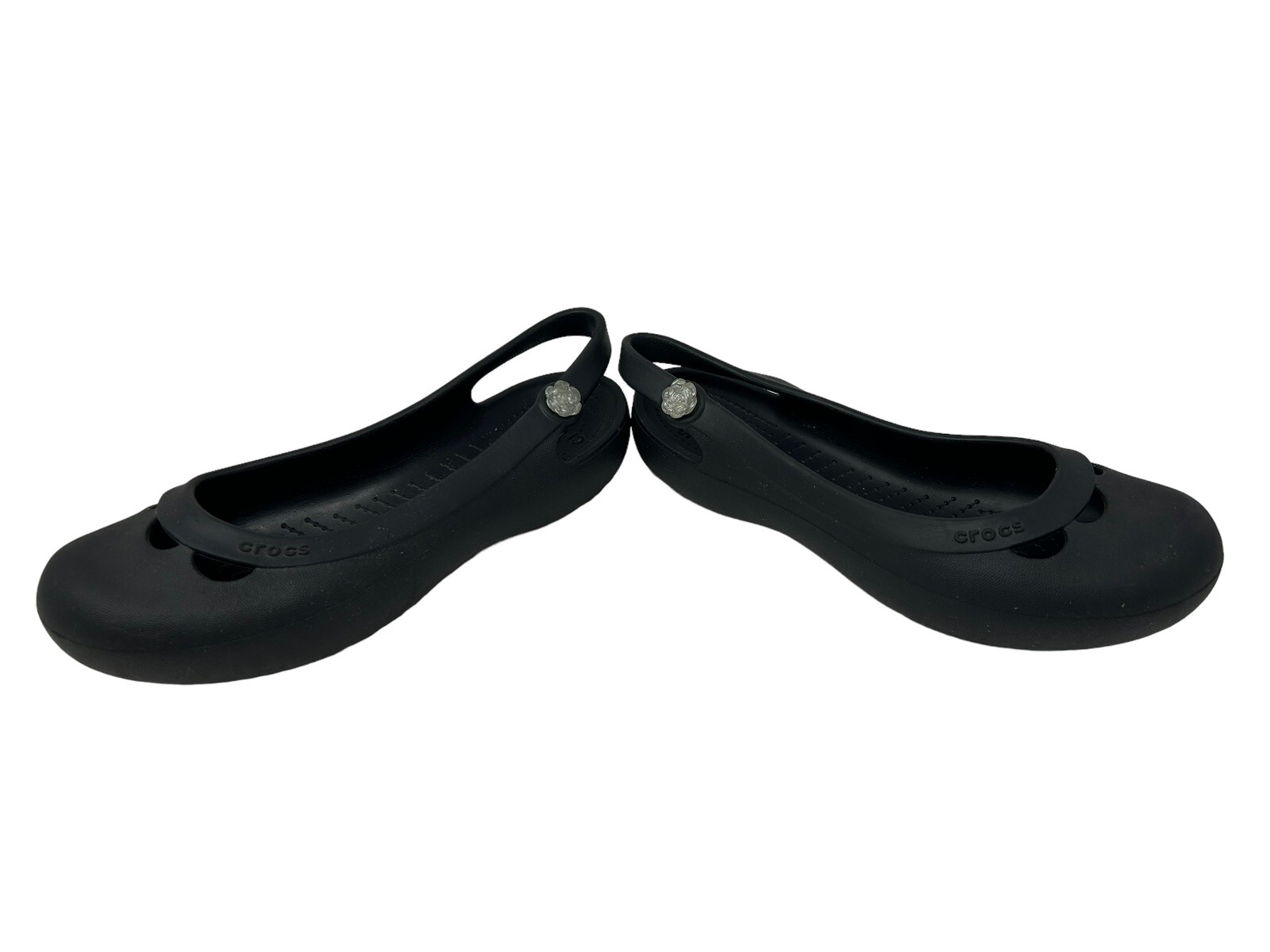 CROCS Jayna Slingback Flat w/ Crystal Charm Women’s 8 Black