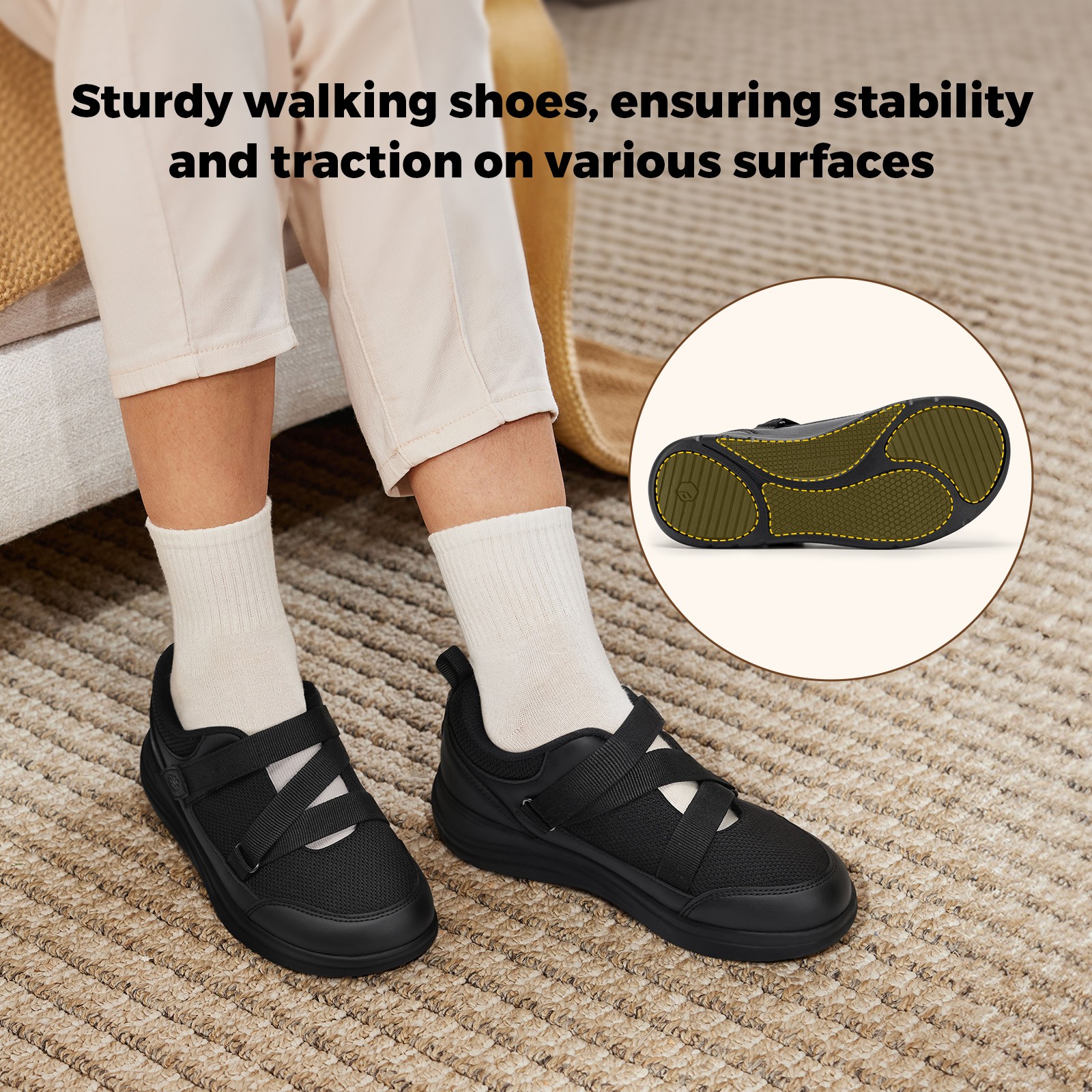 FitVille Womens Wide Diabetic Orthopedic Shoes Adjustable Straps Causal Shoes
