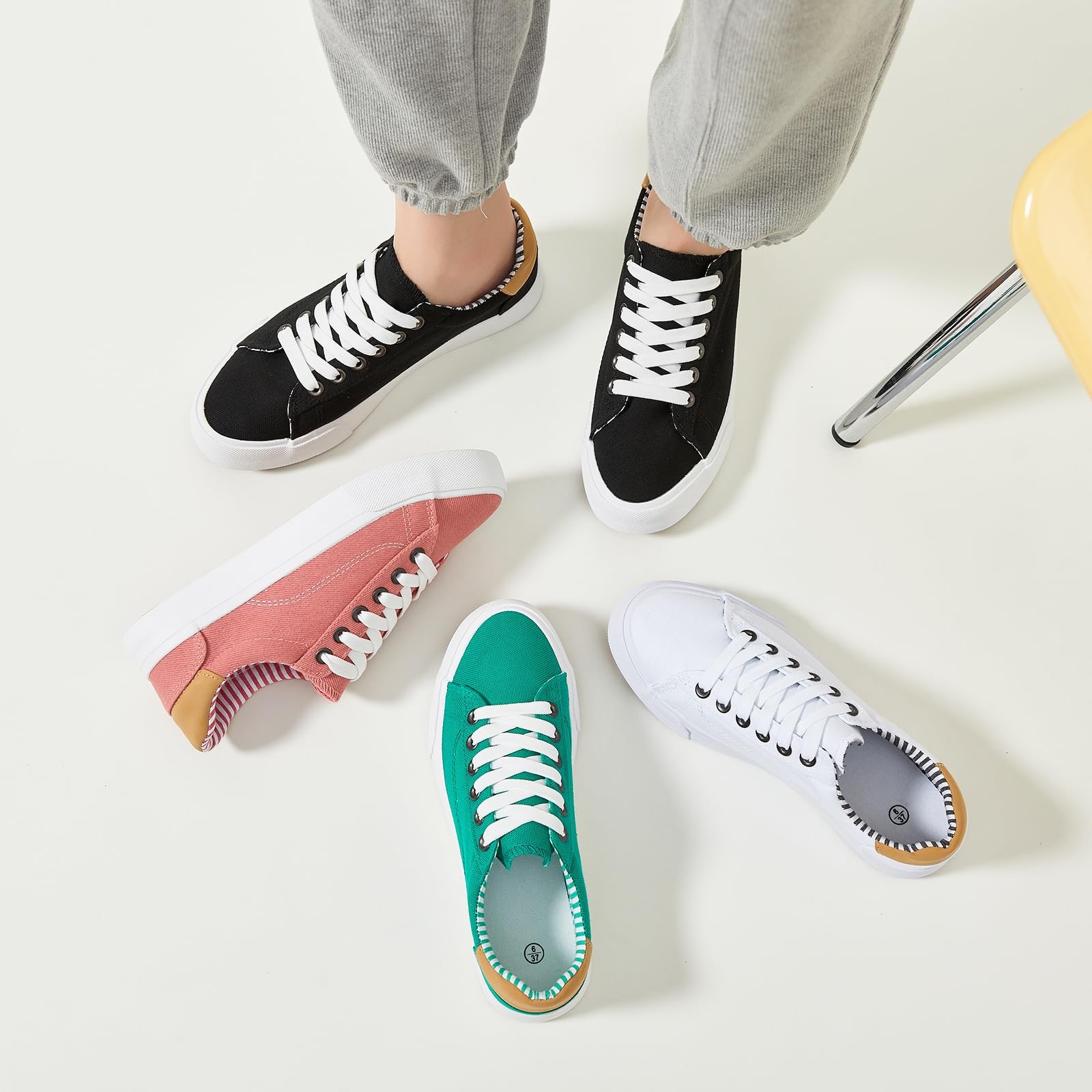 Xrh Tennis Shoes Womens Top Casual Shoes For Women Lace Up Canvas Sneakers