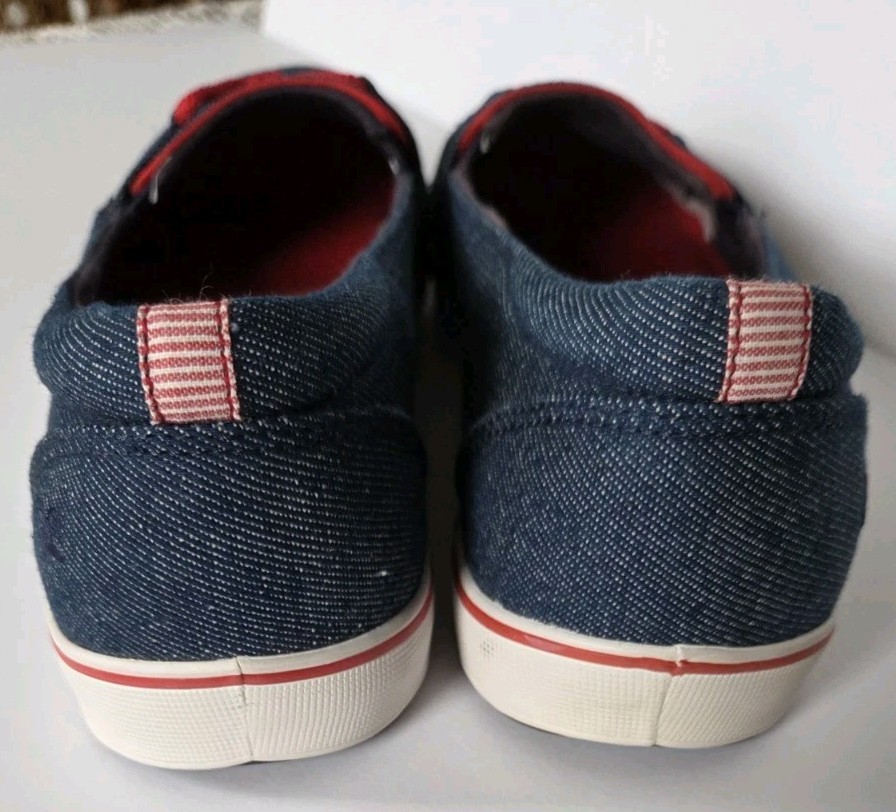 Grasshoppers Westwind Denim Blue Red Canva Boat Shoes Womens Size 11M Comfort