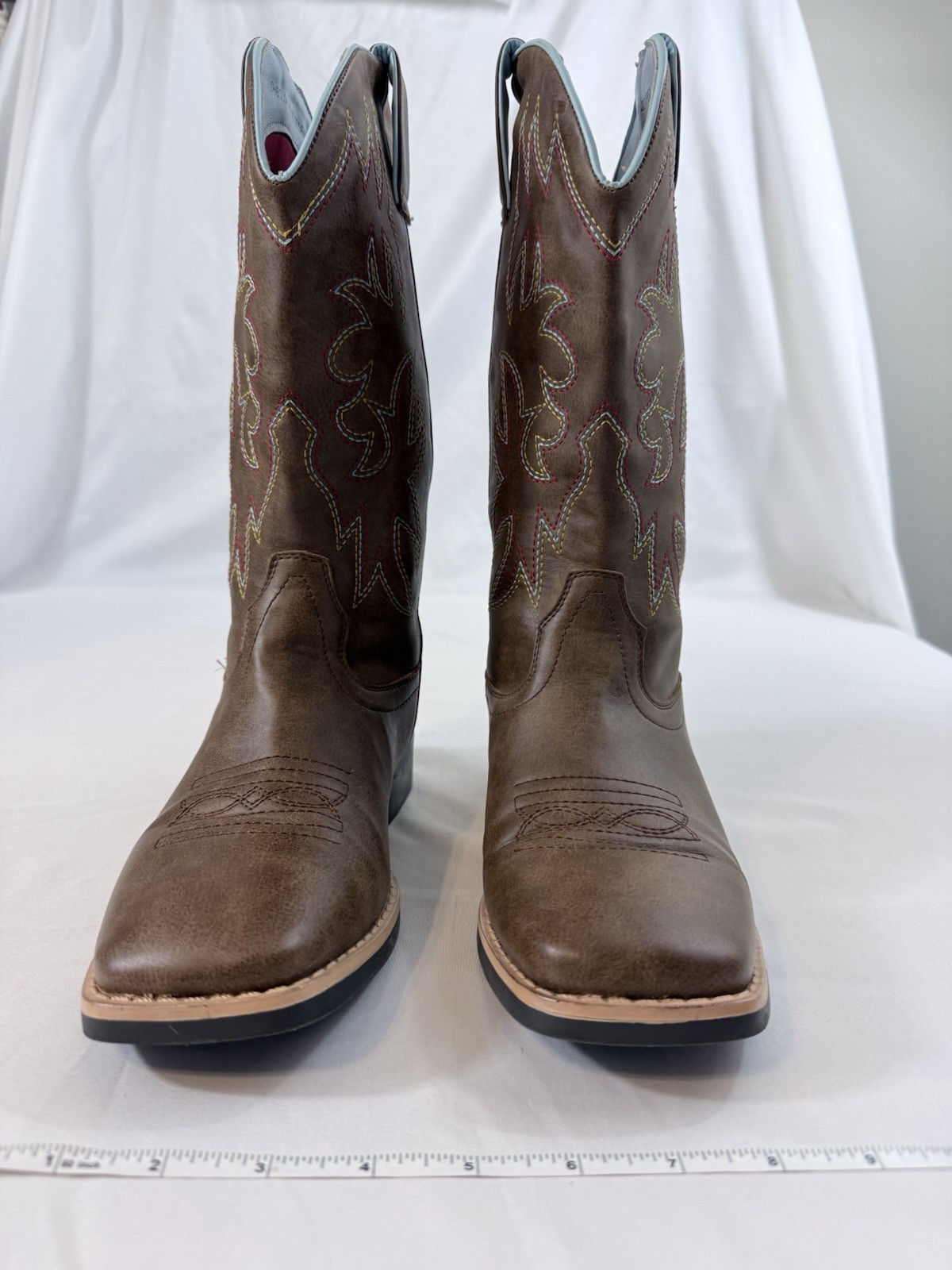 SheSole Women’s 9 Brown Western Cowgirl Boots Square Toe Embroidered