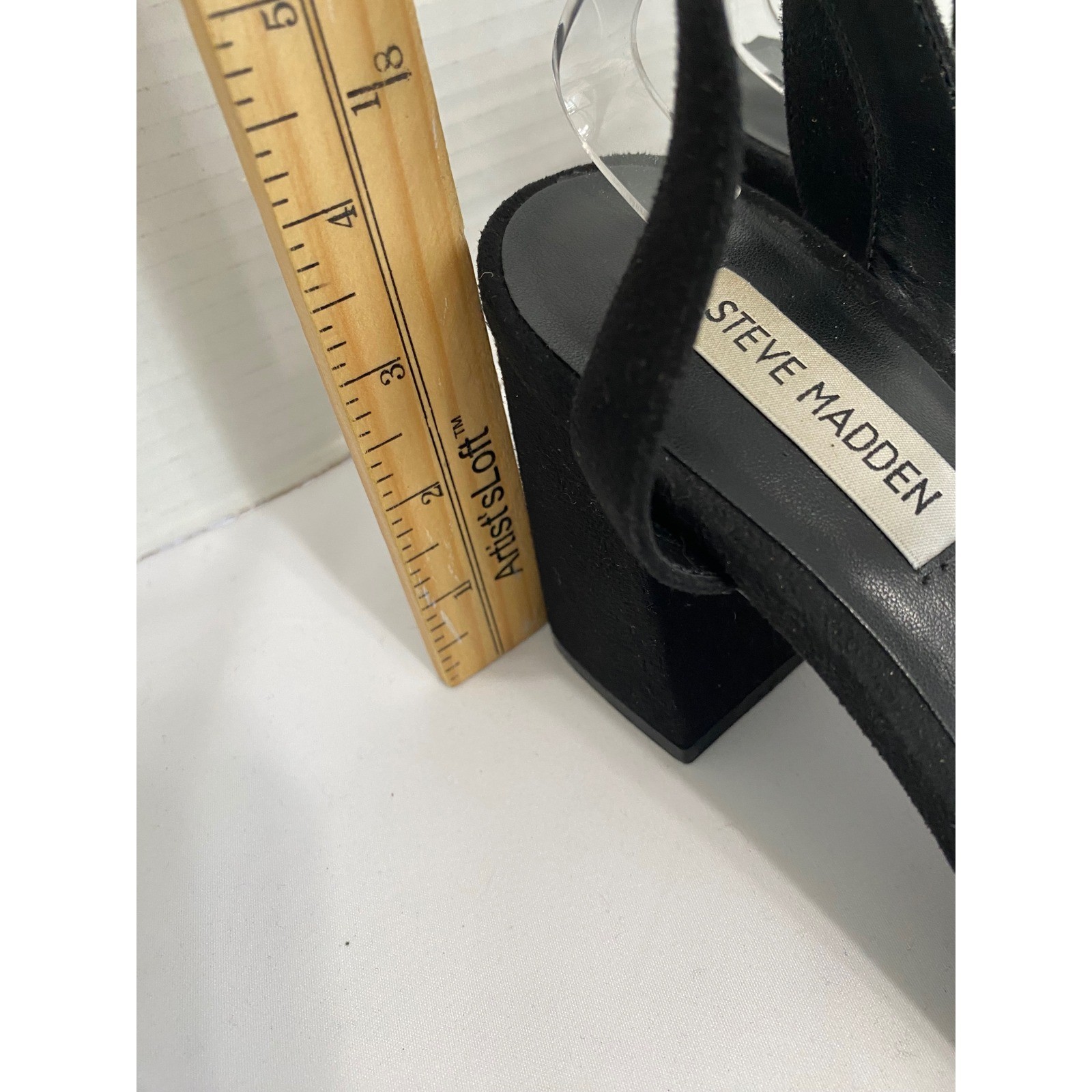 Steve Madden Glamorous Sandals Womens 9 Black Excellent Block Heel GLAM03S1