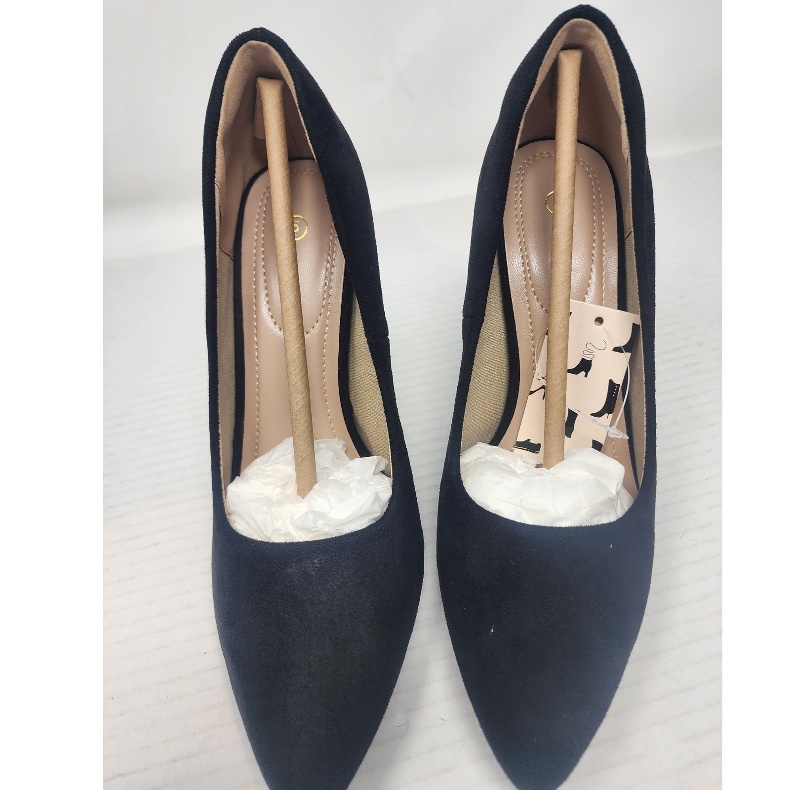 Mysoft Womens Black Faux Suede Pointed Toe Stiletto Pumps High Heels Size 6