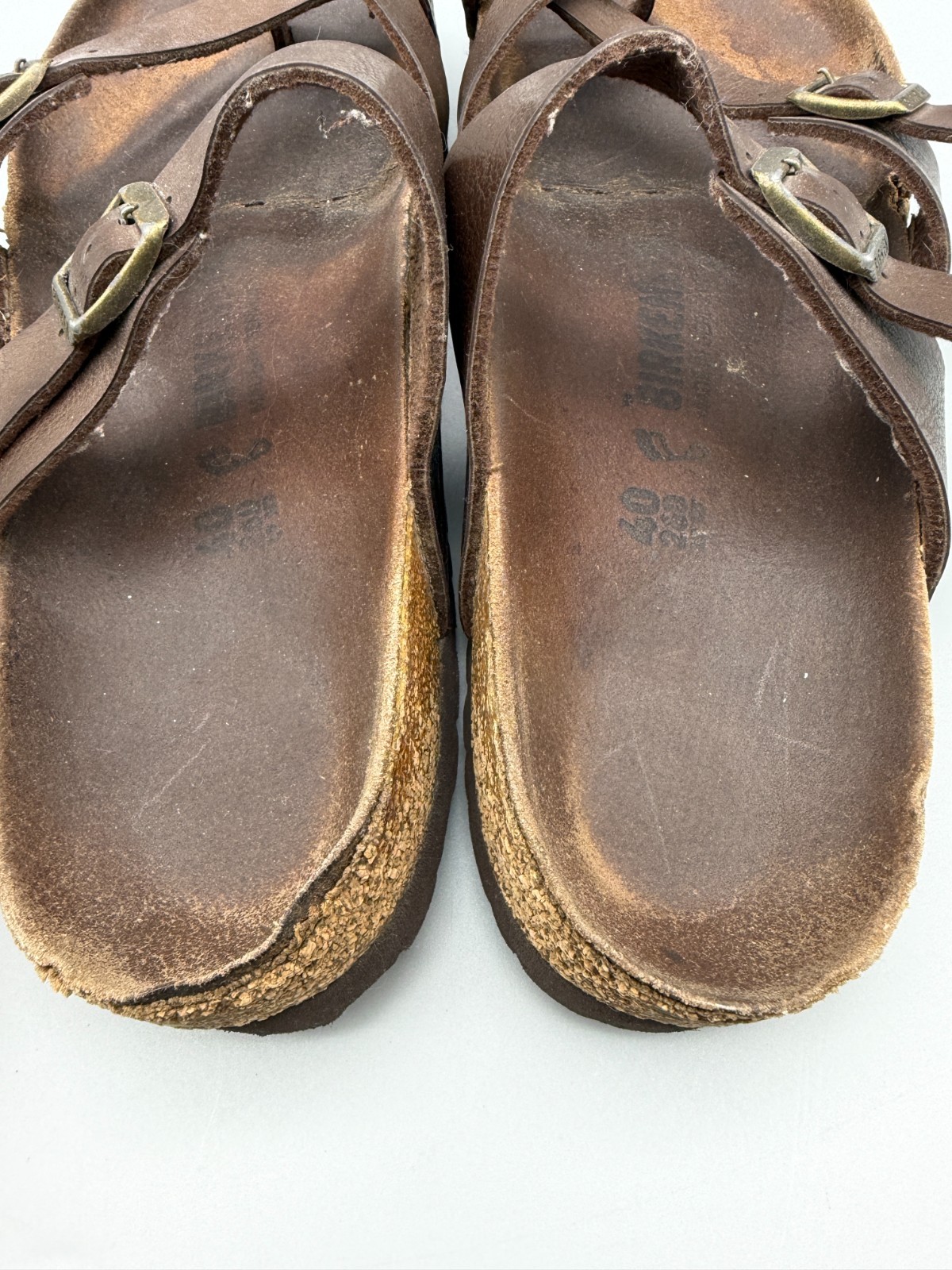 Birkenstock Womens Brown Leather Sandals 2 Pair Very Worn Parts Repair SZ 40