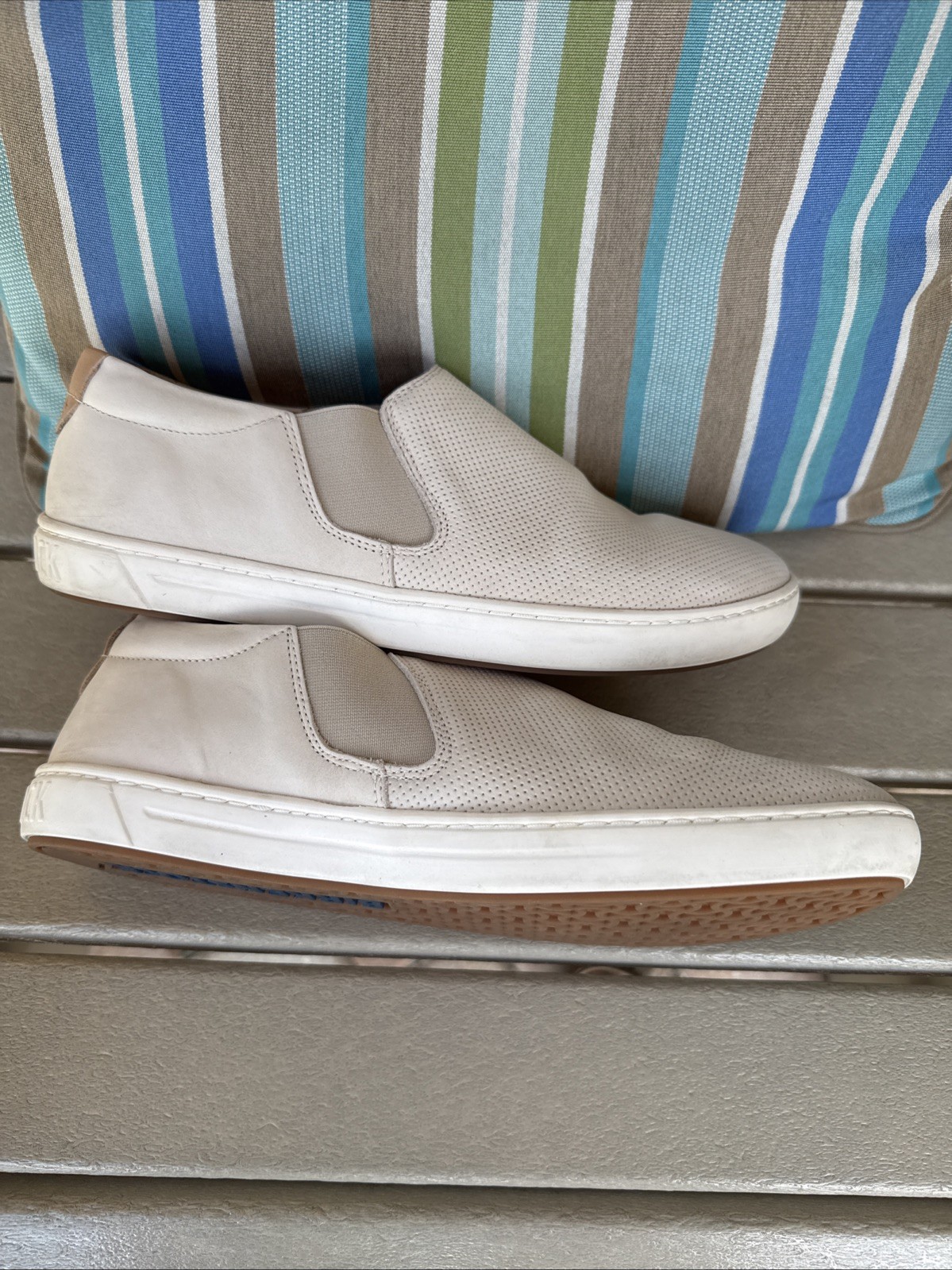 EUC Birkenstock Barrie Tan San Nubuk Leather slip on Loafer Sneaker EU 39 R US 8