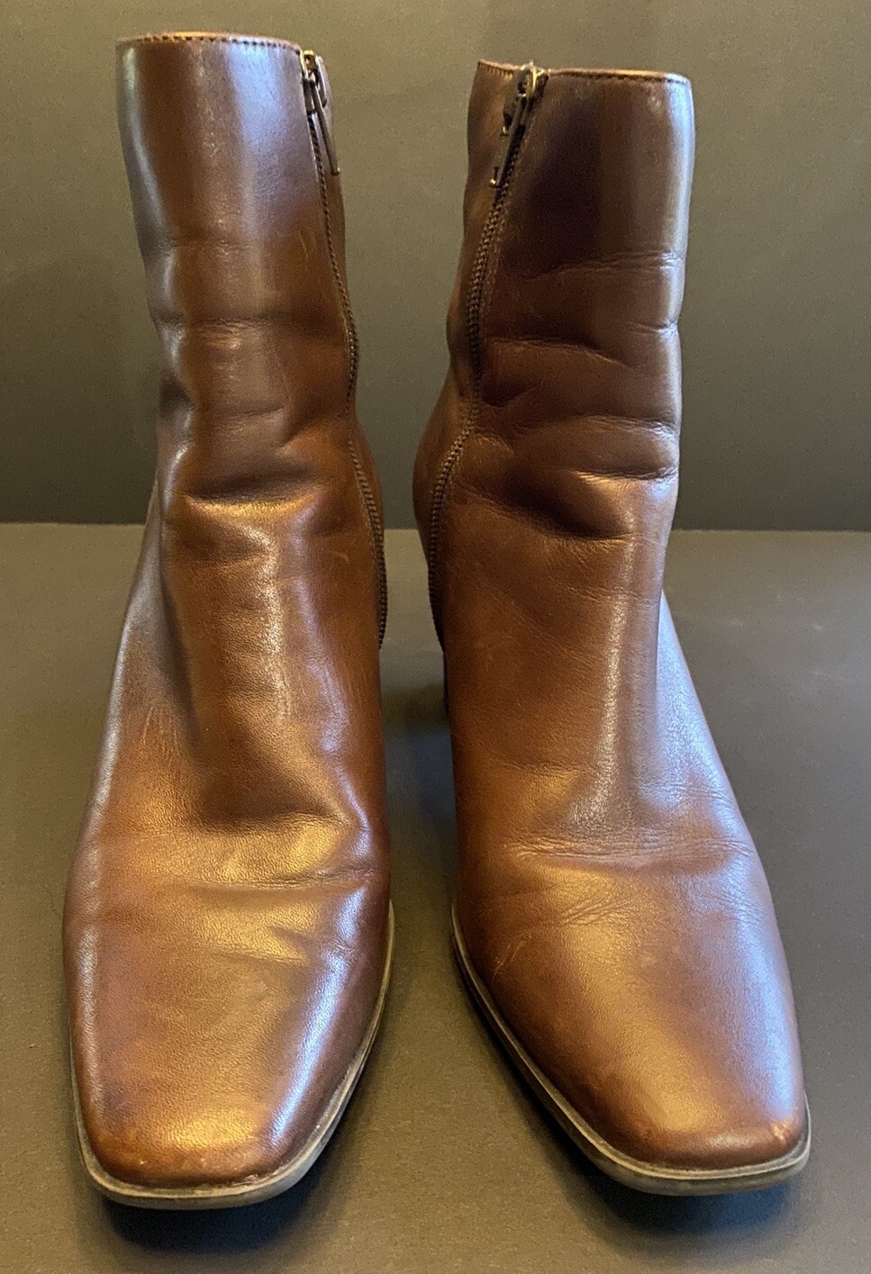 ANA a.n.a A New Approach Brown Leather Mid Calf Side Zipper Boots Size 8 M