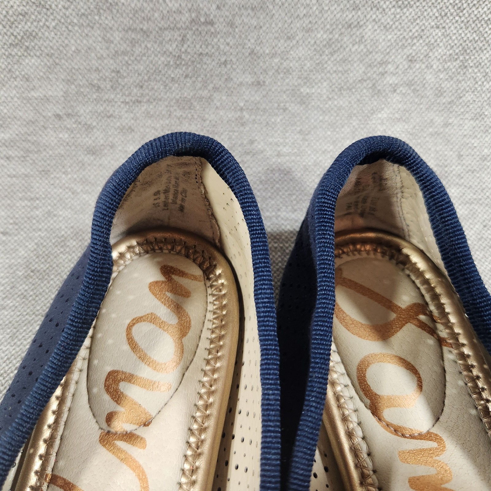 Sam Edelman Felicia Blue Leather Womens Size 5 M Ballerina Slip On Flat Shoes