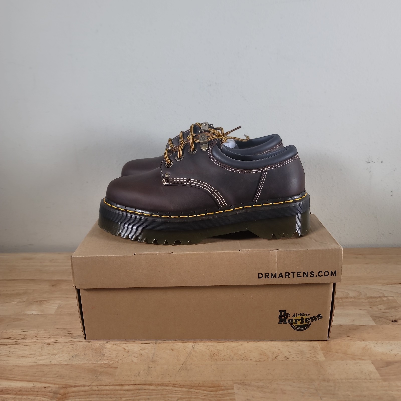 Dr. Martens 8053 4i Quad Platform Oxfords Unisex Size M9 W10 Brown Arc Leather