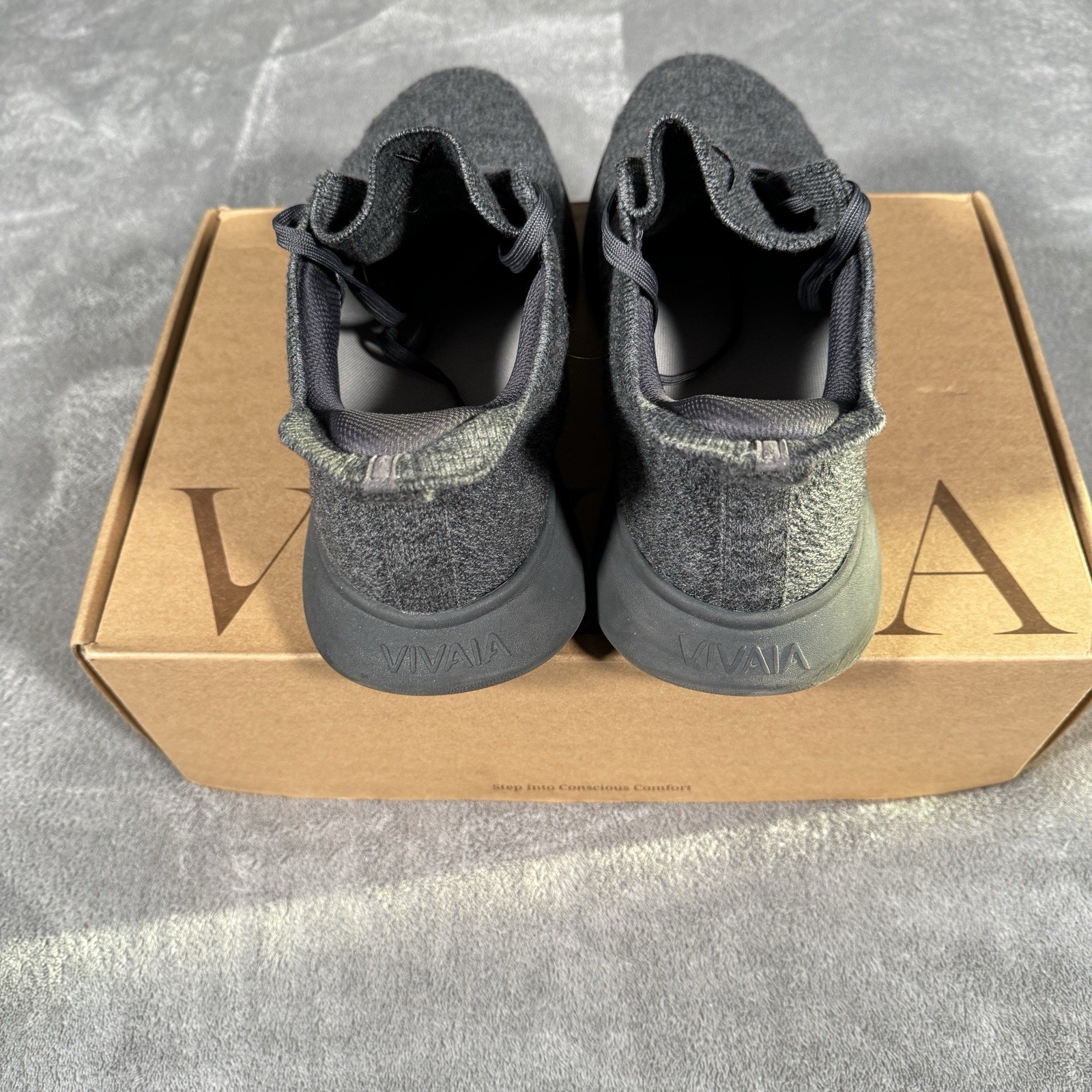 Vivaia Sneaker Sliders Urban Men’s 10.5 EU 44 Dark Gray Wool Mesh Knit Water Rpt