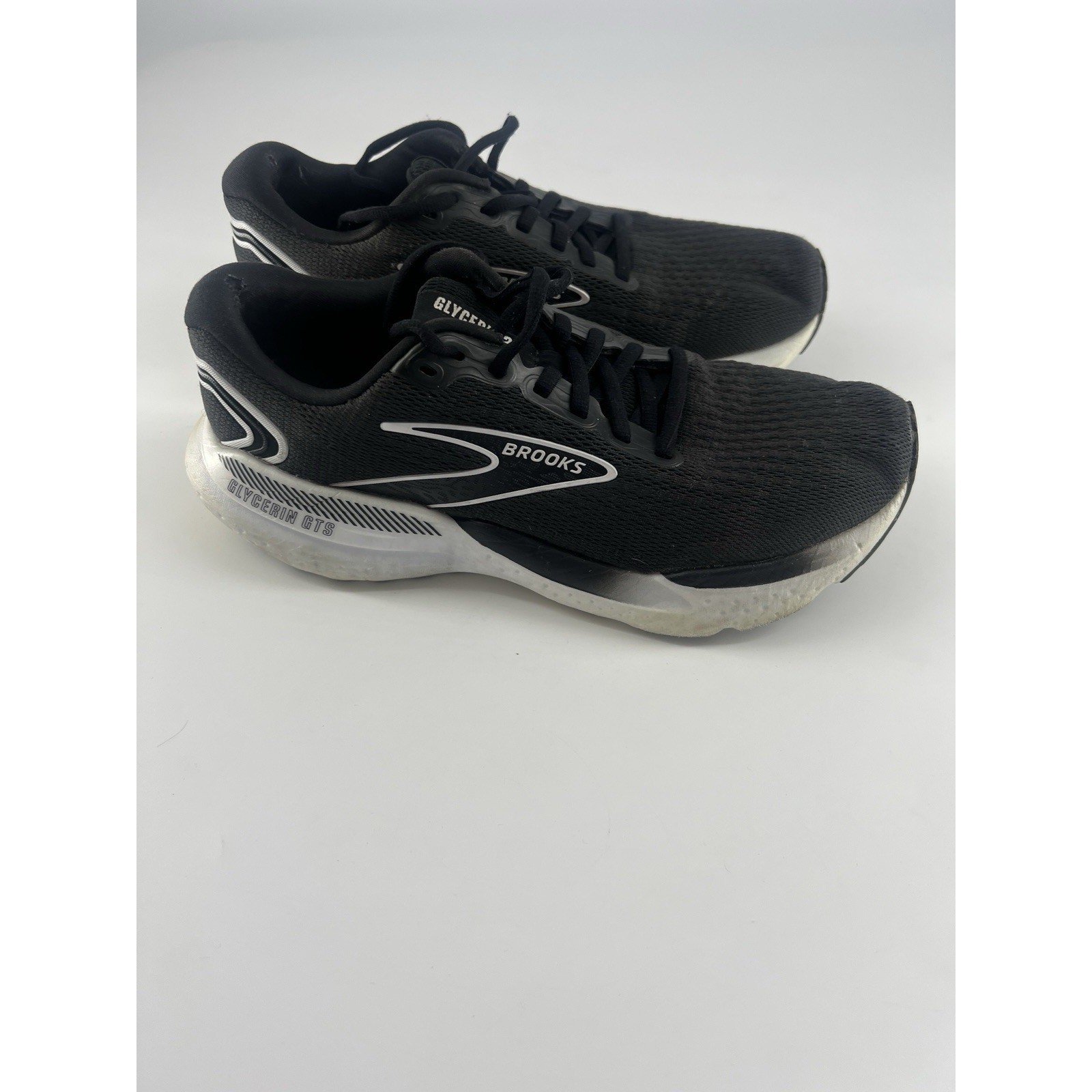 Brooks Glycerin GTS 21 Women Sz 9 Black White Athletic Running Gym Train Sneaker