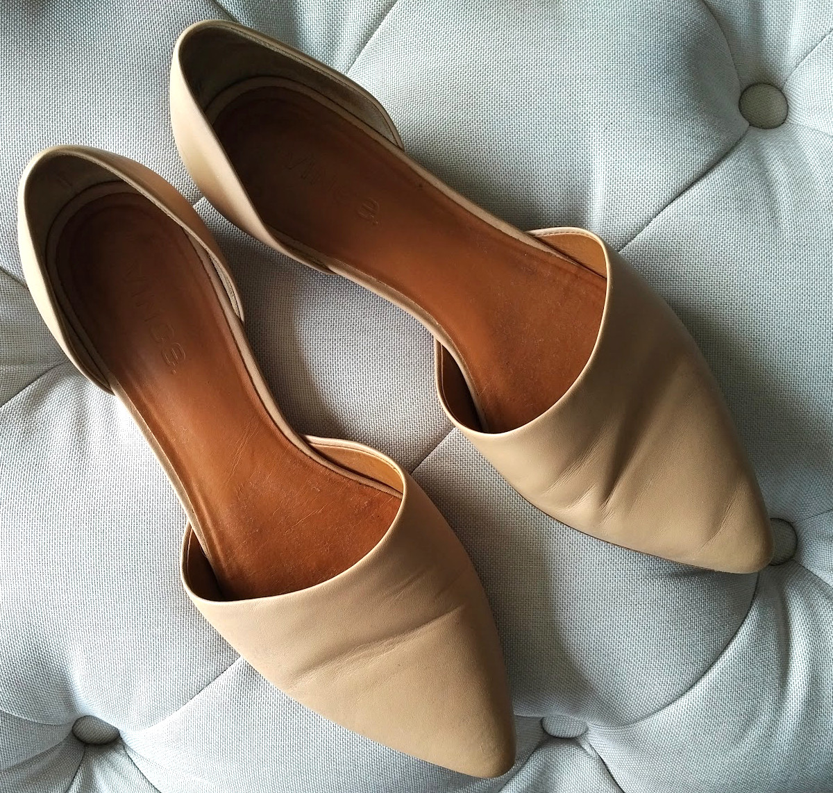 VINCE. Vince Nina d’Orsay flats 37 loafers shoes slip-ons USED pale tan nude