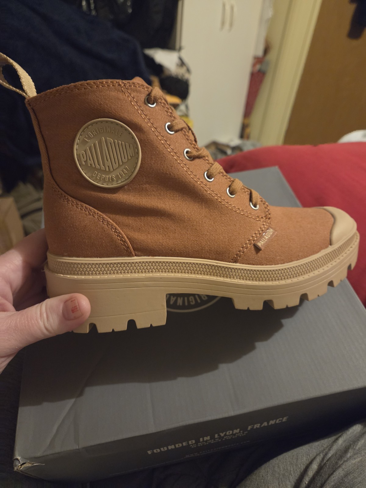 Palladium Pallabase Twill Women’s Brown Platform Ankle Boots US 5