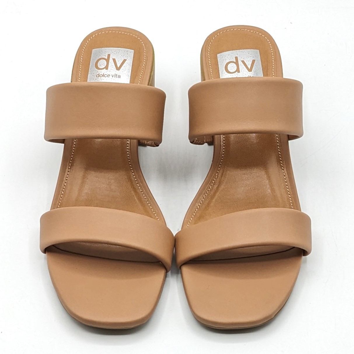 dv by Dolce Vita Sharona Women’s Dual Straps with Block Heel Sandals (Café) NEW
