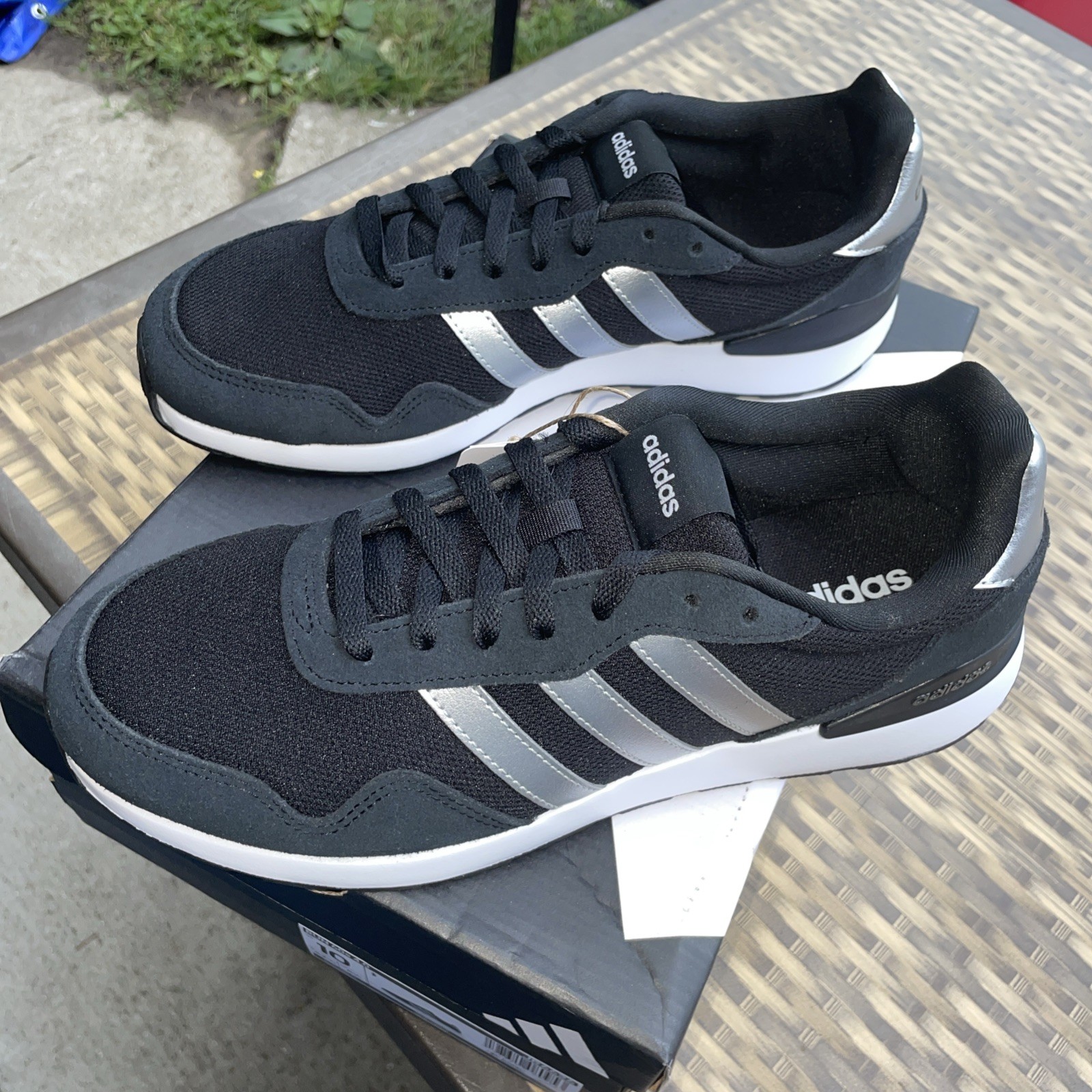 Adidas Run 60s 3.0 Black Silver Metallic Size 10 Women’s NIB