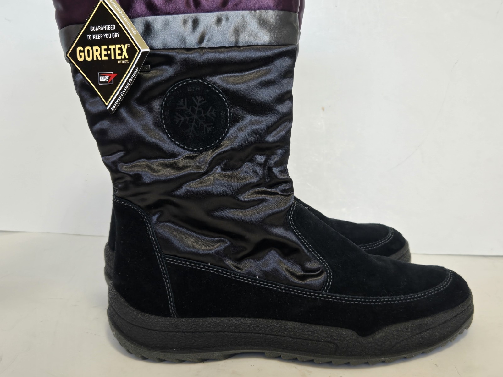 Ara Boots Womens Sz 8.5 Black Fur Gore-Tex Bootie Ski Hiking NWT