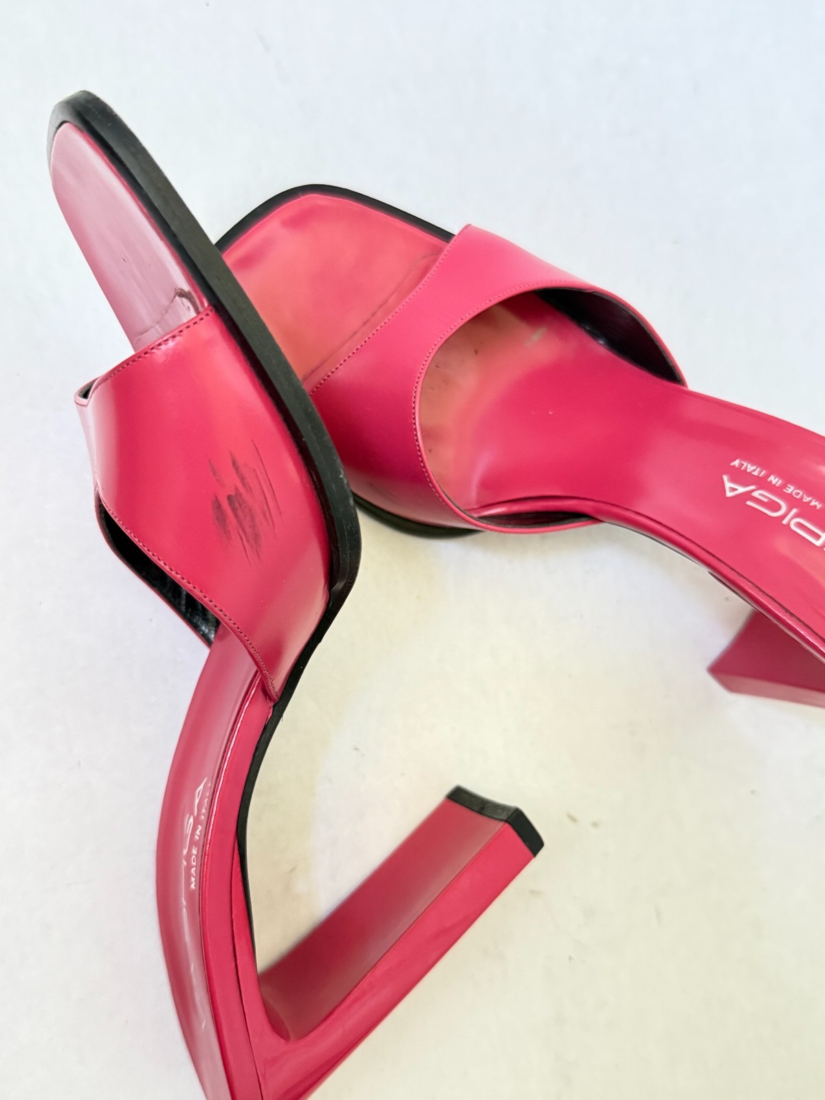 Via Spiga Pink Open Tote Slip on High Heel Sandals Womens Size 6M Made in Italy