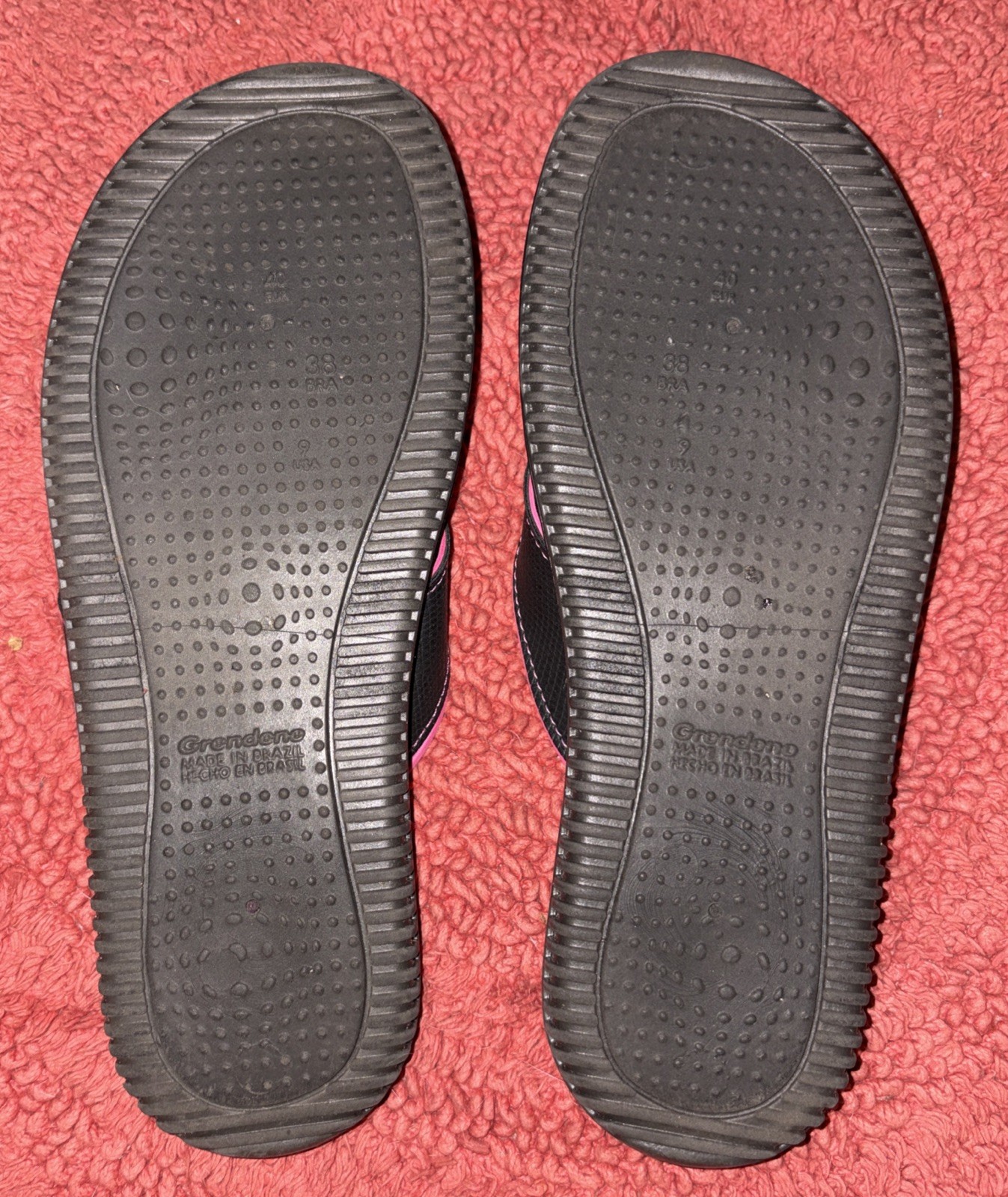 O’Rageous Women’s EVA Foam Padded Flip Flops Black Pink Trim Thong Sandal Sz 9 M
