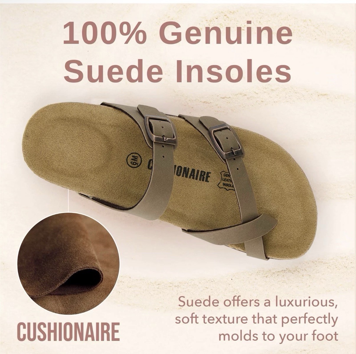 Authentic Cushionaire Libby Cork Footbed Sandals Comfort Size 9 NEW