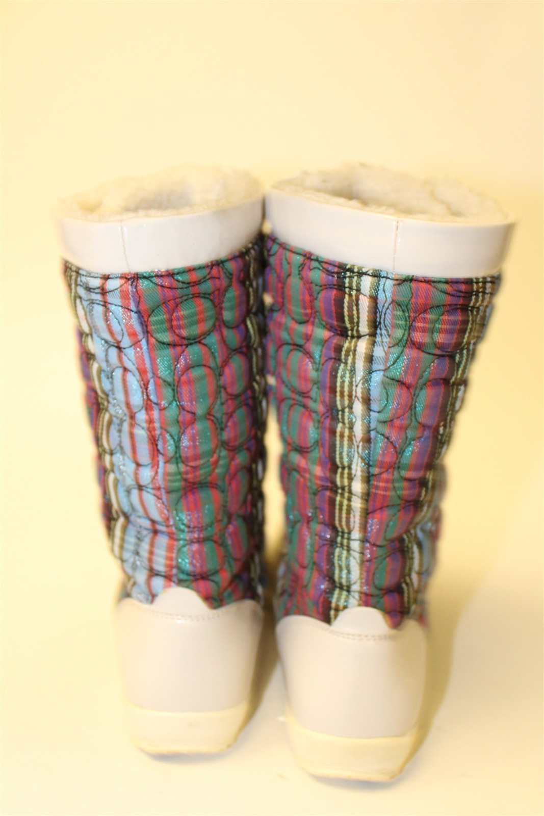 Coach Peggey Q703 Womens Size 6.5 B Quilted Textile Tall Lace Warm Winter Boots