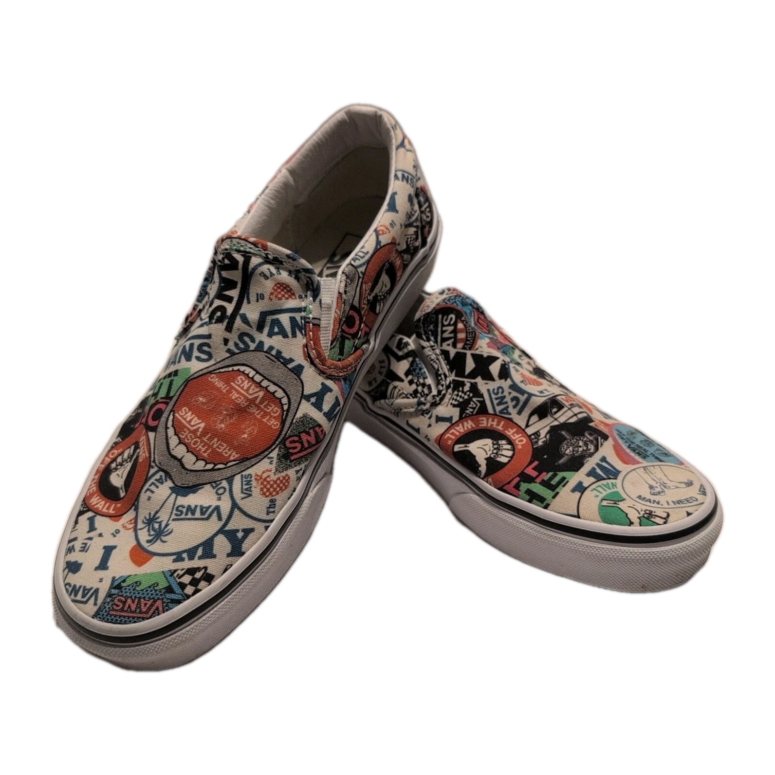 VANS Men’s 7 / Women’s Size 8.5 Classic Slip On Mash Up Stickers Print Graphics