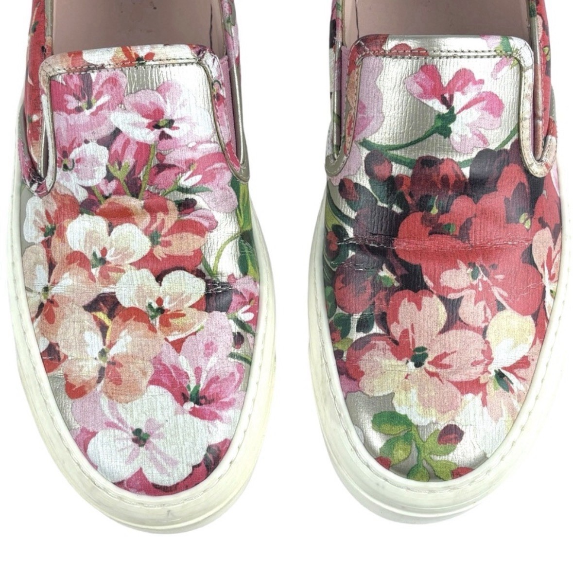 Gucci Floral Print Slip-On Flats Pink Leather Women’s Shoes size 36 US 6.5