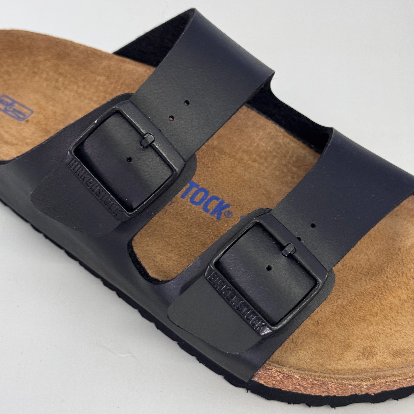 Birkenstock Arizona Soft Footbed Birko-Flor Black Two-Strap Sandals EU37-45