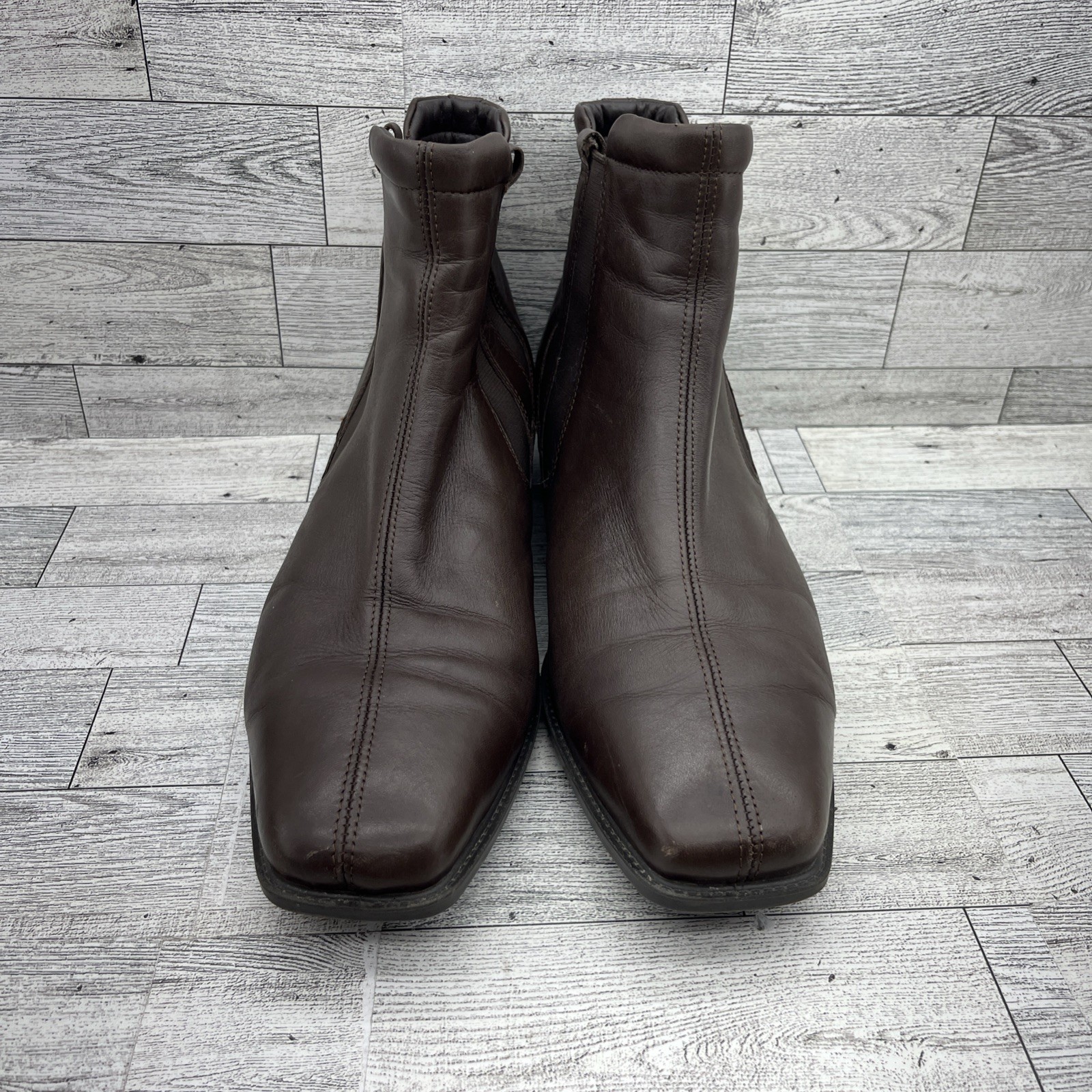 ECCO Brown Leather Chelsea Ankle Boots Women Size EU 41 US 10-10.5 Narrow