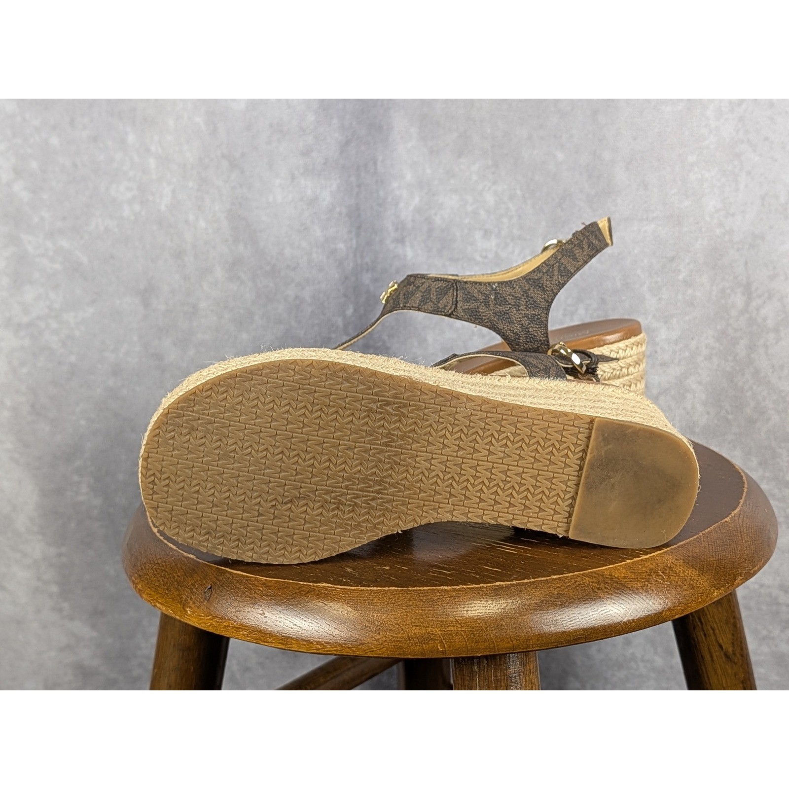 Michael Kors Brown Signature Logo Espadrille Wedge Sandals SG20K Women 6.5M