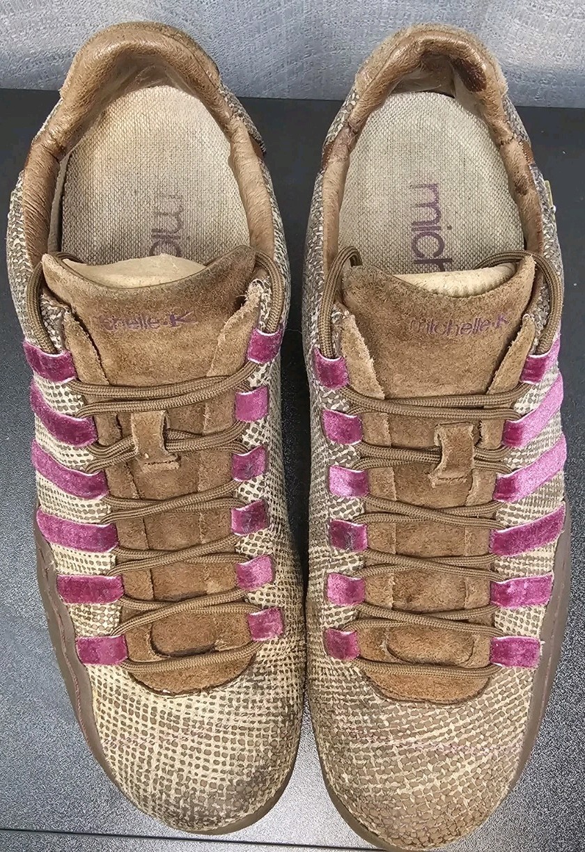 Michelle-K Shoes Womens 9 Casual Sneakers Multicolor Leather Lace Up Comfort