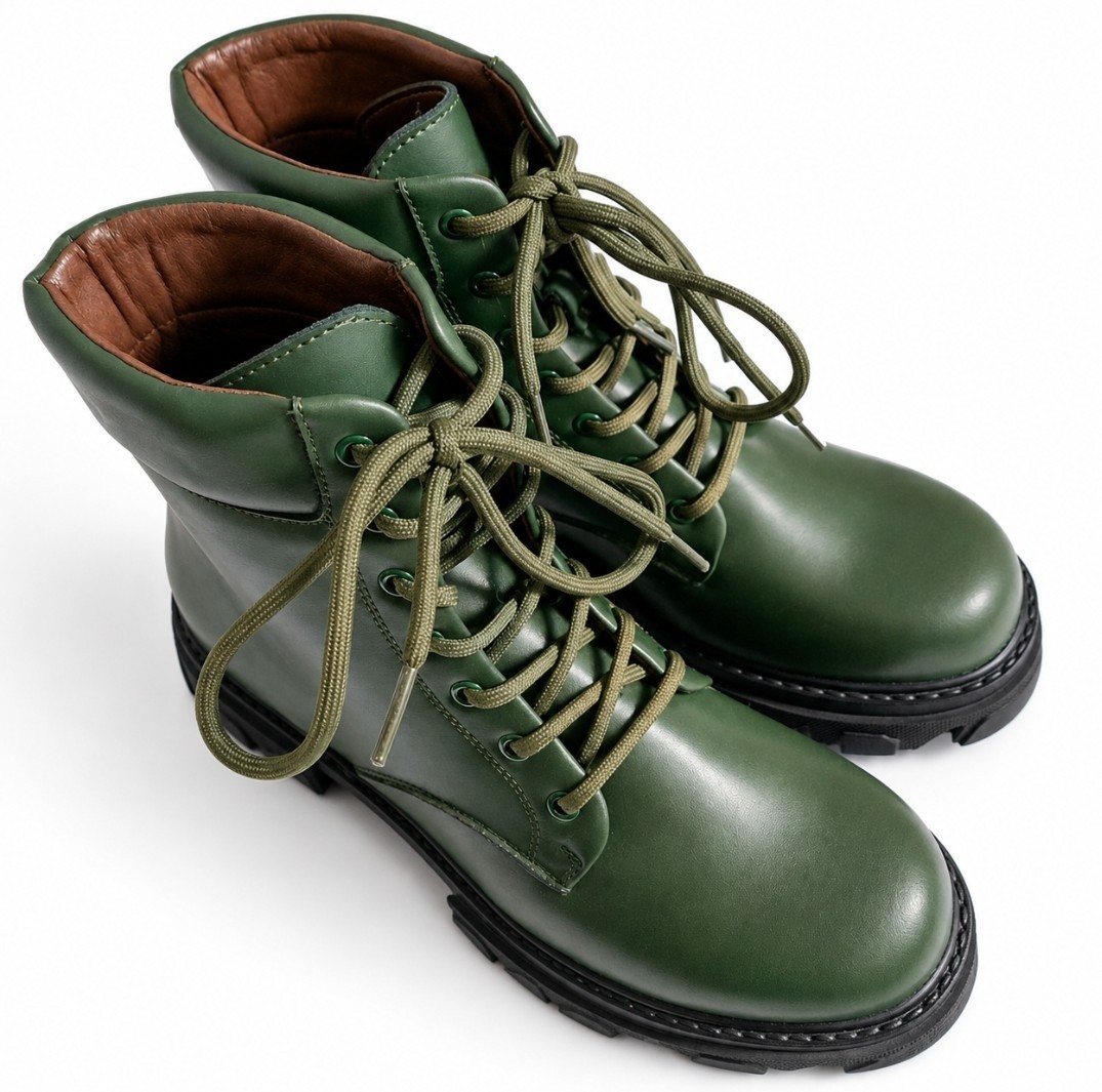 Green Platform Combat Boots Women’s EU 38 US 7.5 Chunky