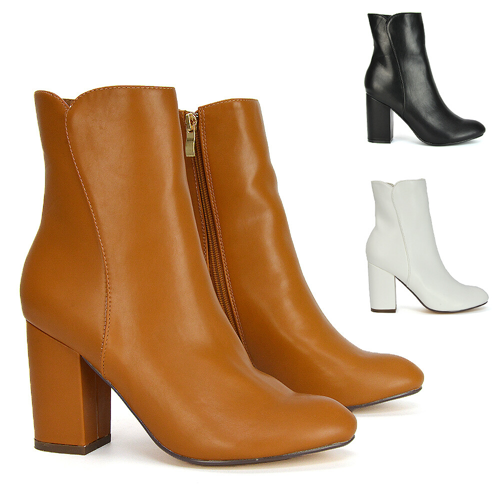 Womens Boots Mid Calf Ankle High Heel Ladies Casual Party Heeled Booties Size