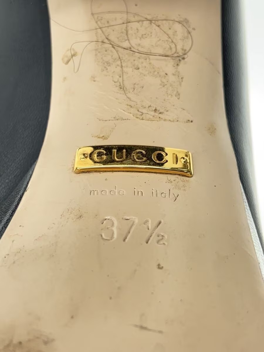 GUCCI GG Marmont Women’s Shoes Leather Heel Pumps Black US7.5 EU37.5 fringe